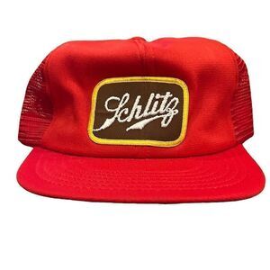 Vintage Schlitz Beer Snapback Hat Red Mesh‎ Unisex Adjustable Cap